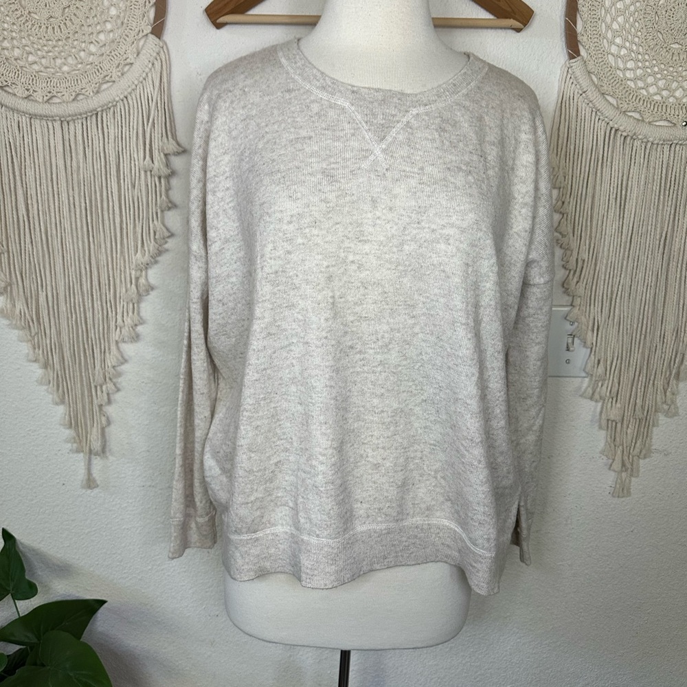 Joie Cream Crew Neck Sweater Soft Knit wool blend Relaxed Fit medium